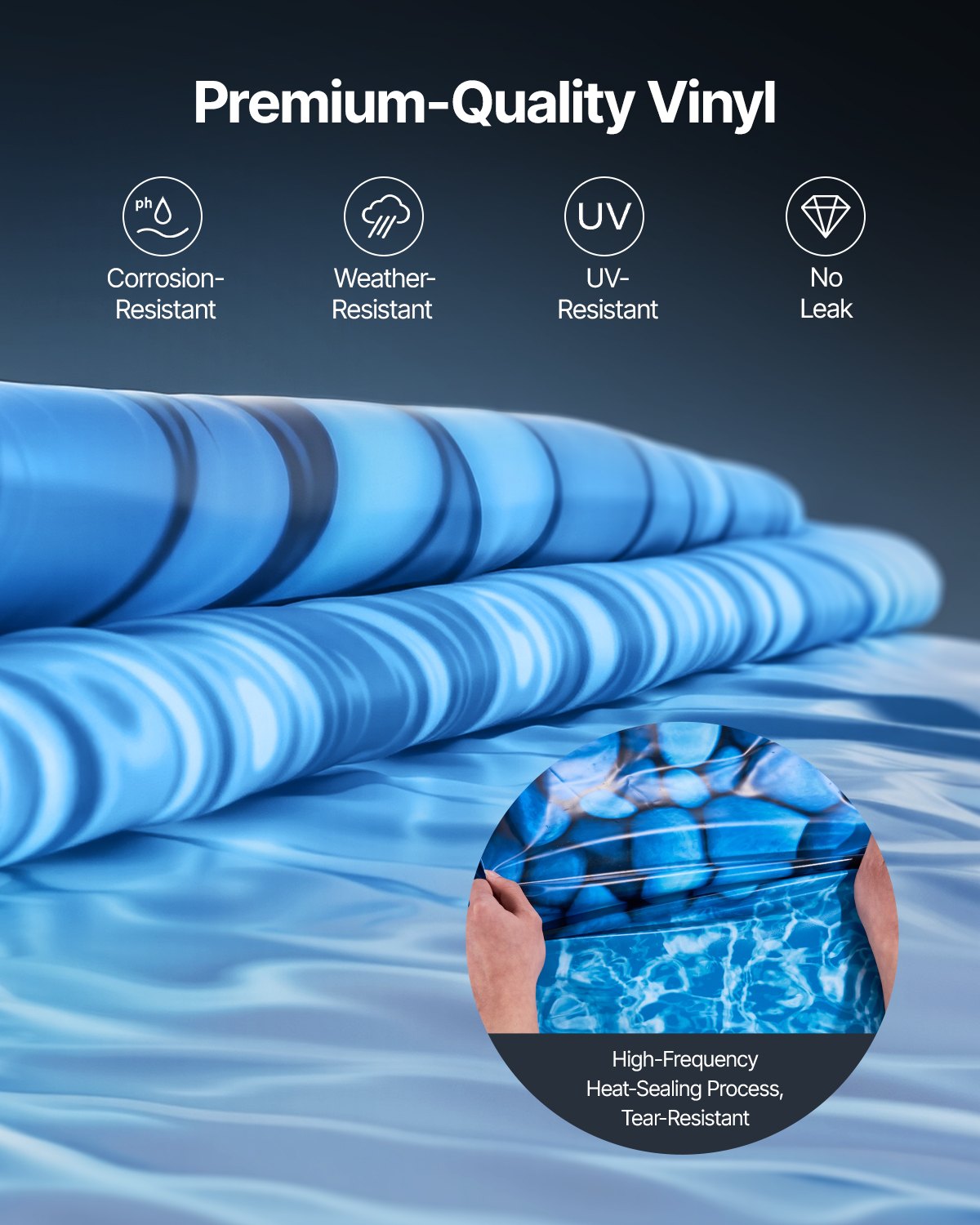 VEVOR Oval Pool Liner 15x30ft Overlap Style Pool Liner 54in Wall Height
