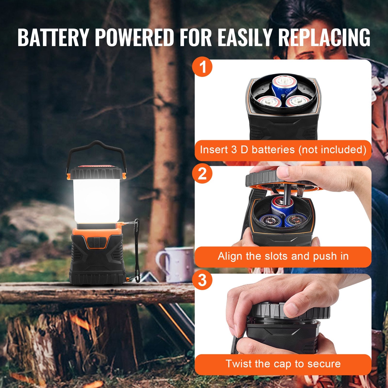 LED Camping Lantern Portable Battery Powered Outdoor Emergency Light