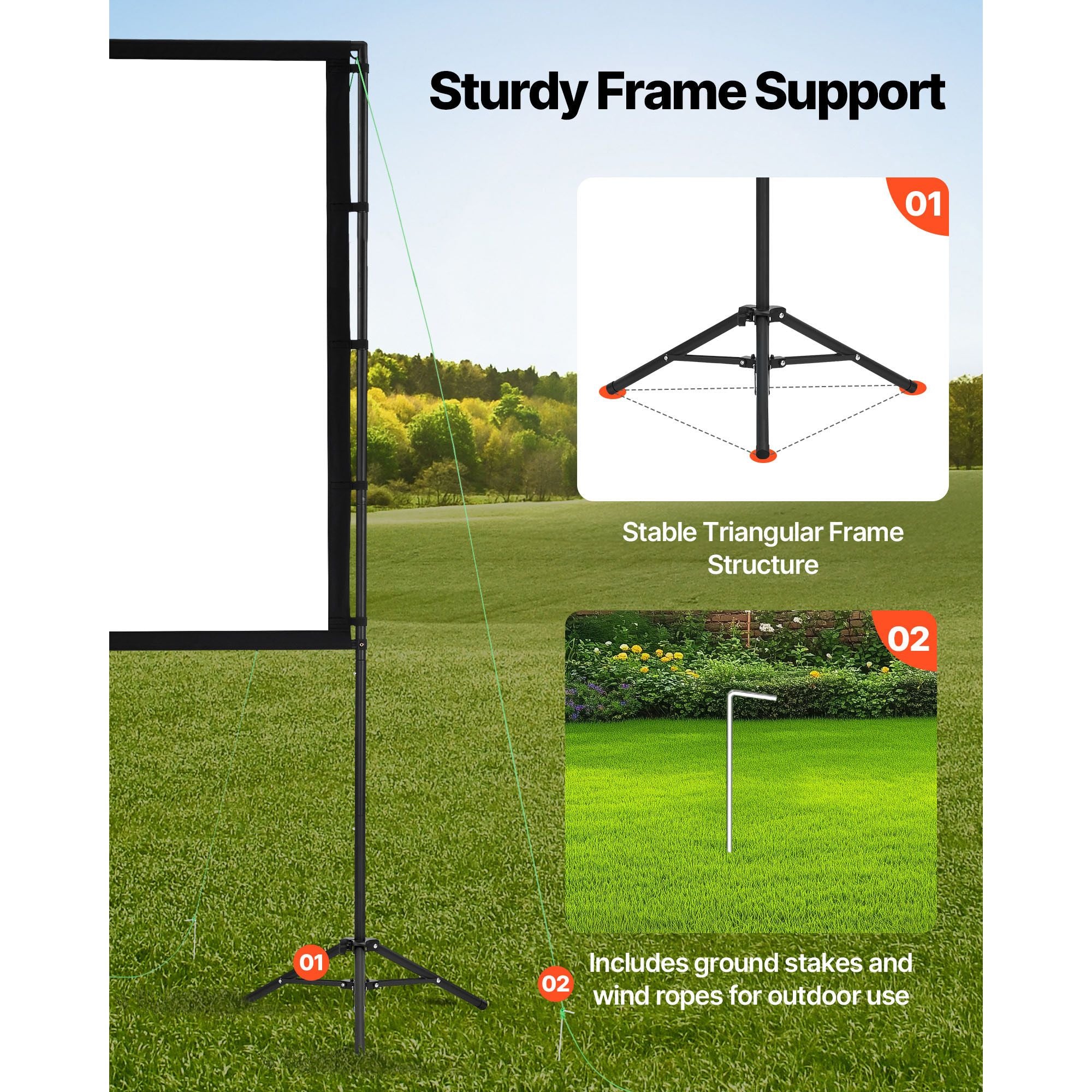 Projector Screen with Stand, 100 Inch 160° Wide Angle Indoor Outdoor Projection Screen, 16:9 4K HD Wrinkleless Portable Dual-Tripod Screens with Carry Bag, for Movie Home Theater Presentation