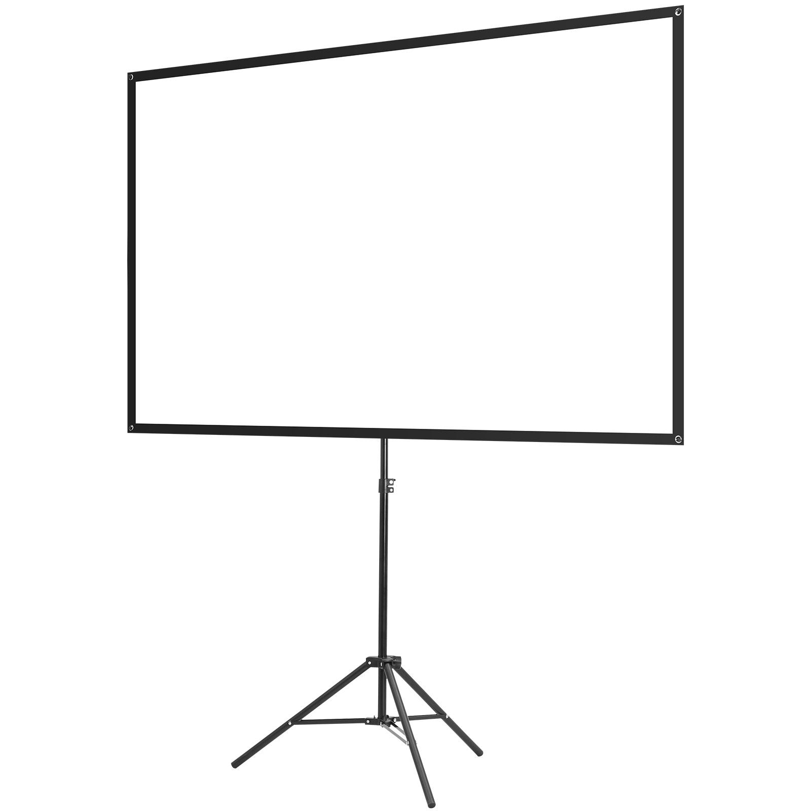 Projector Screen with Stand, 80 Inch 160° Wide Angle Indoor Outdoor Projection Screen, 16:9 4K HD Wrinkleless Portable Tripod Screens with Carry Bag, for Movie Home Theater Office Presentation