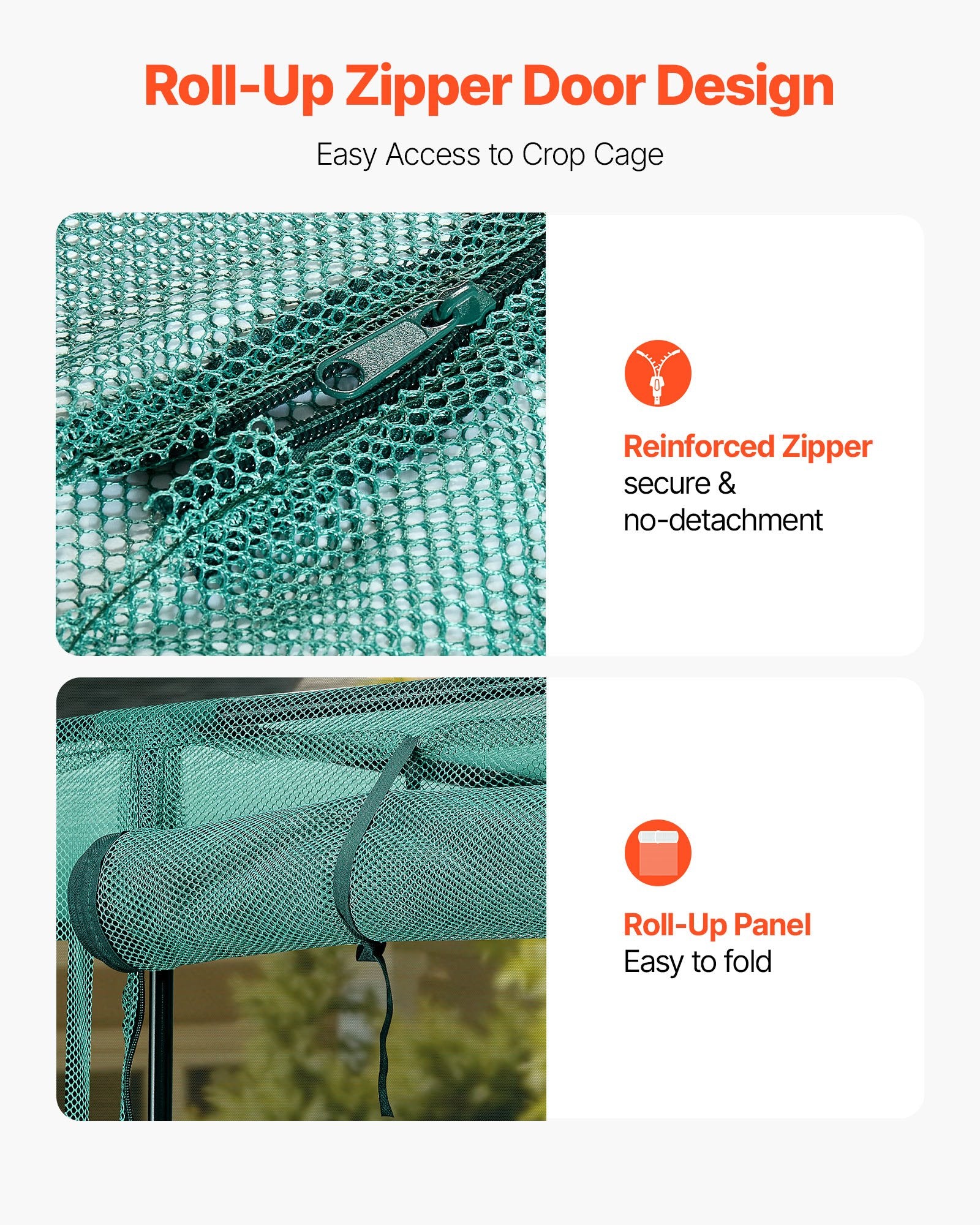 VEVOR Crop Cage, 2.9 x 1.94 x 1.94 m Plant Protection Tent with Zippered Door, Wind-Resistant Tall Crop Cage, Easy to Install, Outdoor Raised Bed Cover, Tomato Plant Netting for Garden Patio Lawn