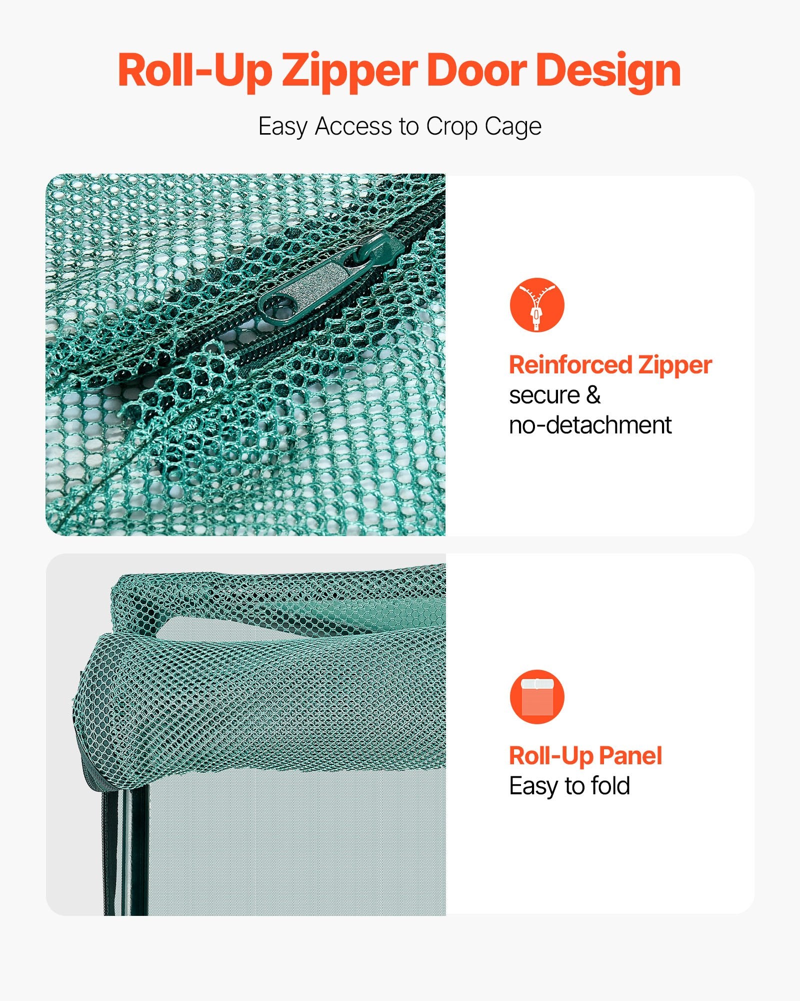 VEVOR Crop Cage, 1.2 x 1.2 x 1.8 m Plant Protection Tent with Zippered Door, Wind-Resistant Tall Crop Cage, Easy to Install, Outdoor Raised Bed Cover, Tomato Plant Netting for Garden Patio Lawn