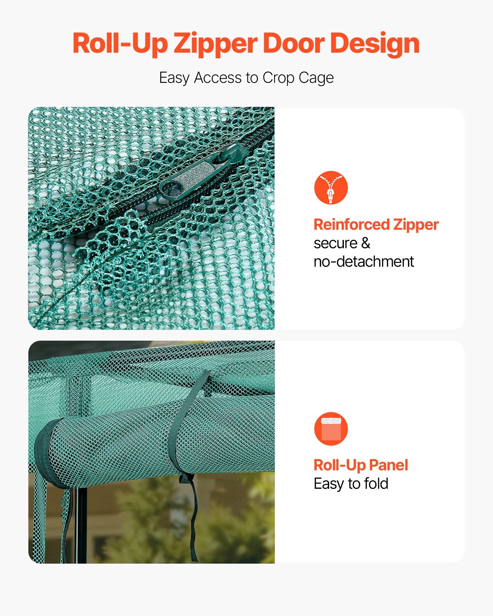 VEVOR Crop Cage, 2.39 x 1.2 x 1.8 m Plant Protection Tent with Zippered Door, Wind-Resistant Tall Crop Cage, Easy to Install, Outdoor Raised Bed Cover, Tomato Plant Netting for Garden Patio Lawn