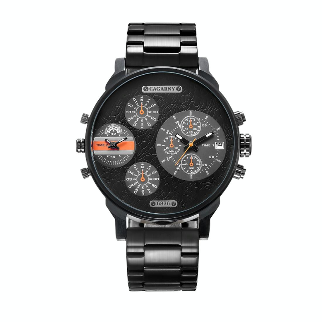 Stylish Waterproof Dual Quartz Watch With Stainless Steel Band - Orange-1915196534597750791