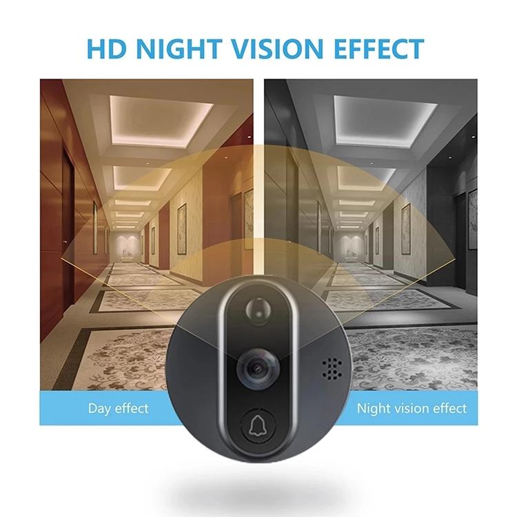 Smart Wifi Video Doorbell - 4.3 Inch Visual Peephole - Black-1915196509331263493