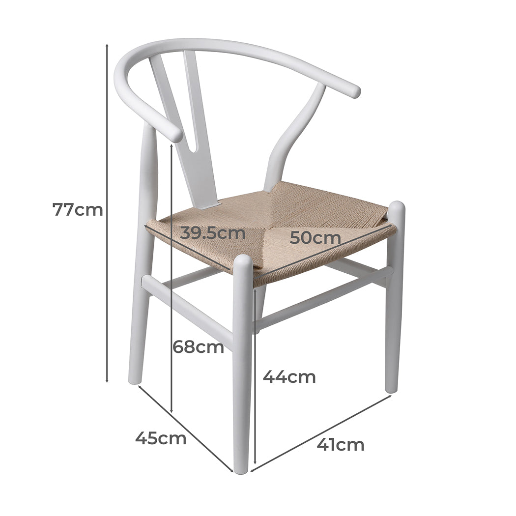 Levede 2x Dining Chairs Wooden Hans White-1910113283994685442