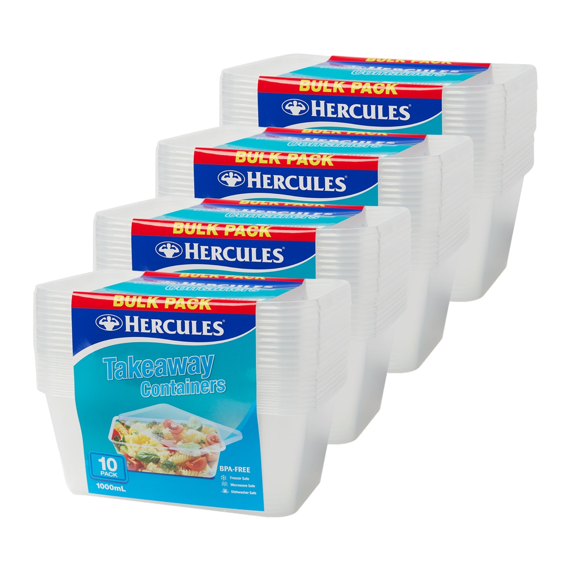 Hercules Takeaway Food Containers 10pk x 1000ml x4-2017004939007627264