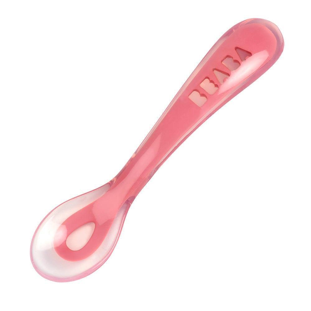 Beaba Silicone Suction Divided Plate & Spoon - Pink-1910112369053405185