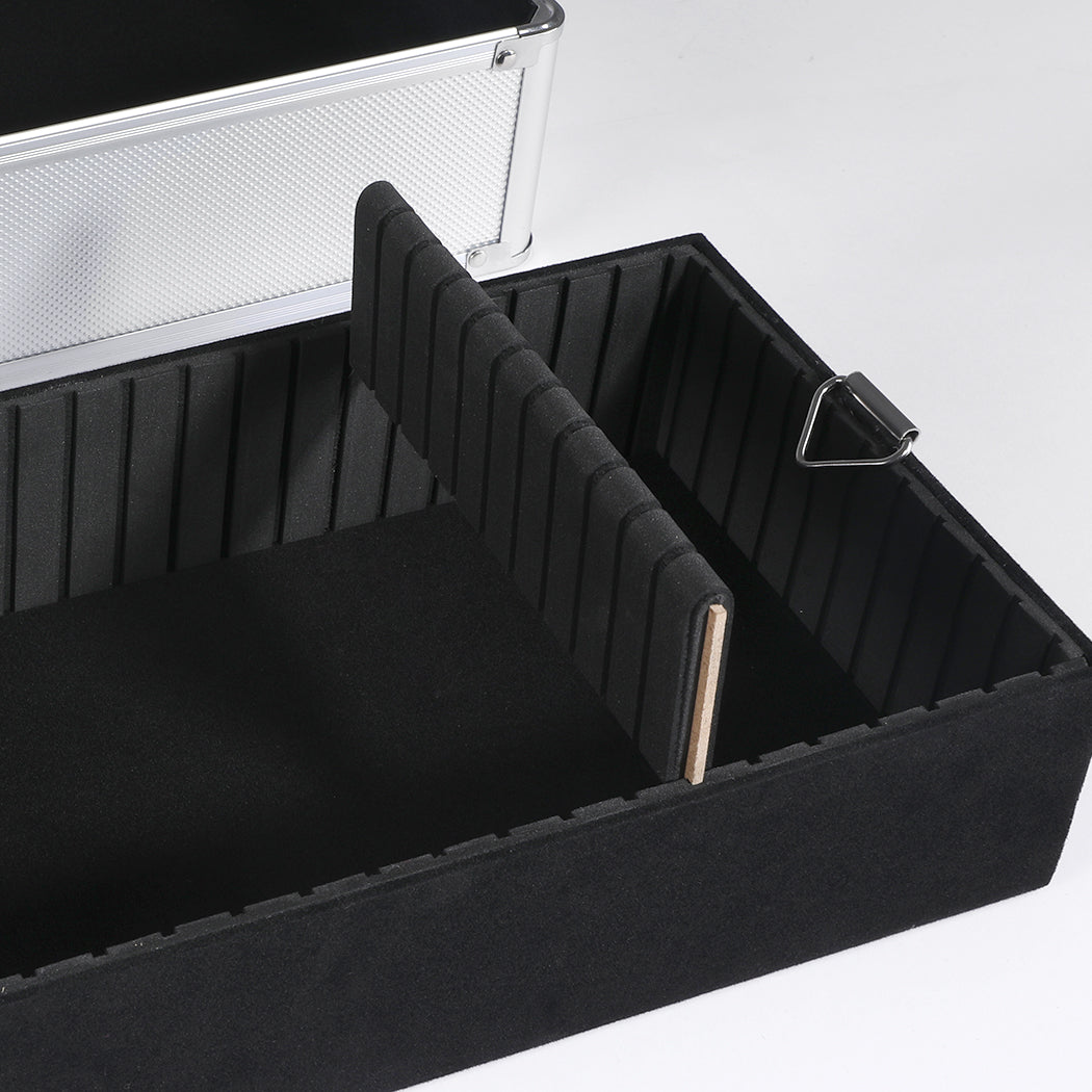 7 in 1 Rolling Makeup Case Professional Silver-1942353091009581061