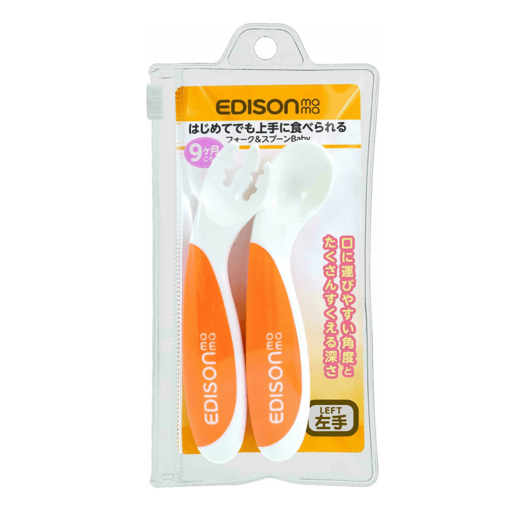 EDISON mama ForkSpoon Beginner SetOrange left Handed-1910112368625586176