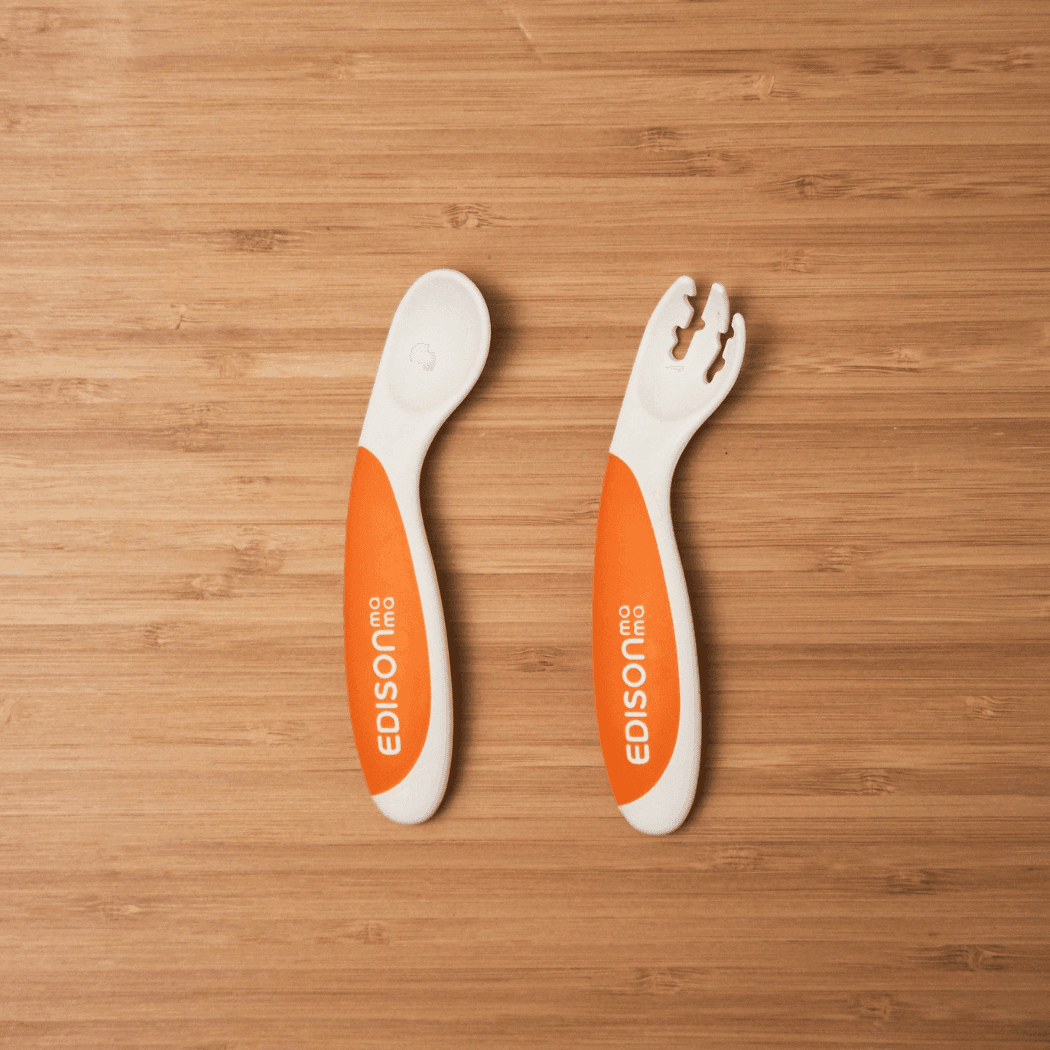 EDISON mama ForkSpoon Beginner SetOrange left Handed-1910112368625586177