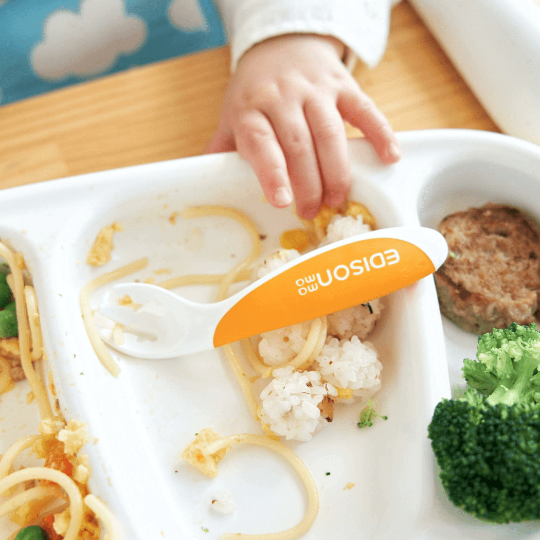 EDISON mama ForkSpoon Beginner SetOrange left Handed-1910112368625586178