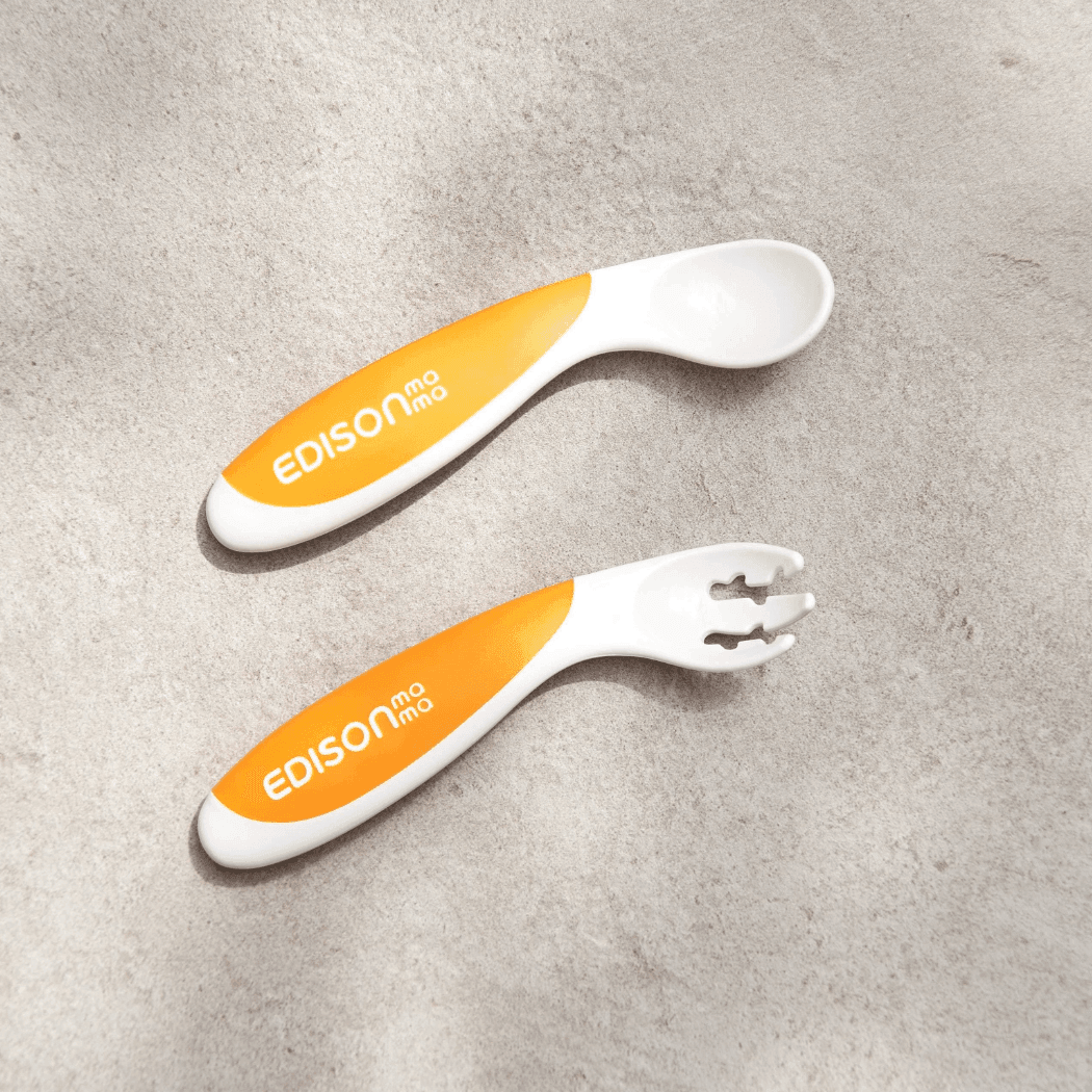 EDISON mama ForkSpoon Beginner SetOrange left Handed-1910112368625586180