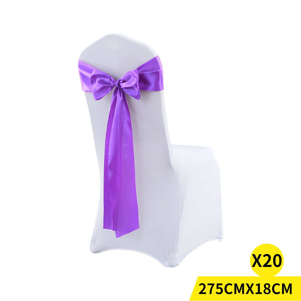 20x Multicoloured Satin Chair Sashes Lavender-1942353140003246080