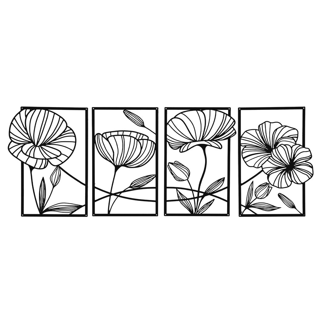 Yezi Metal Wall Art 4Pcs Floral Minimalist Line Decor-1942353710097240064
