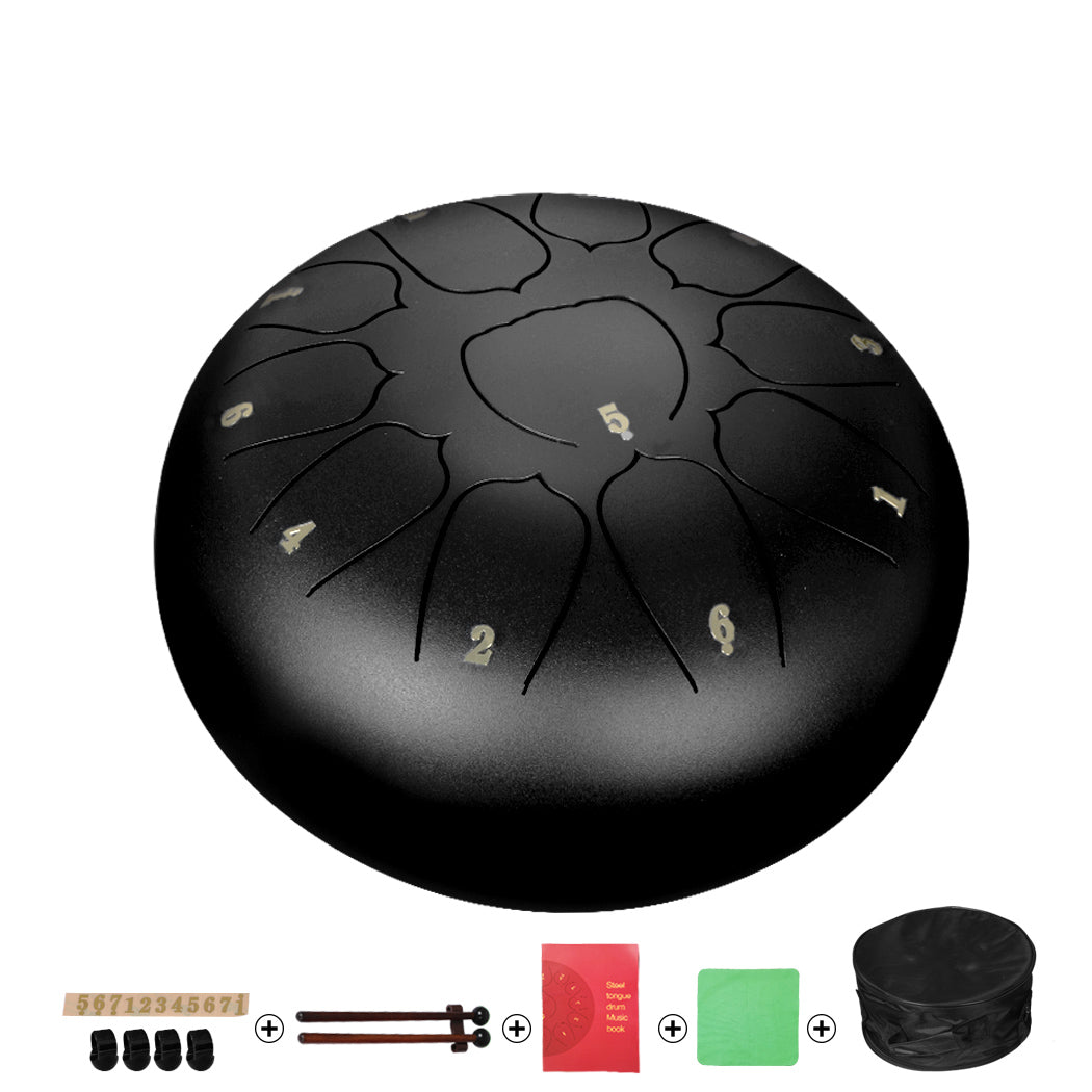 Steel Tongue Drum 10 Inch 11 Notes Hand Black-1942353157103423488