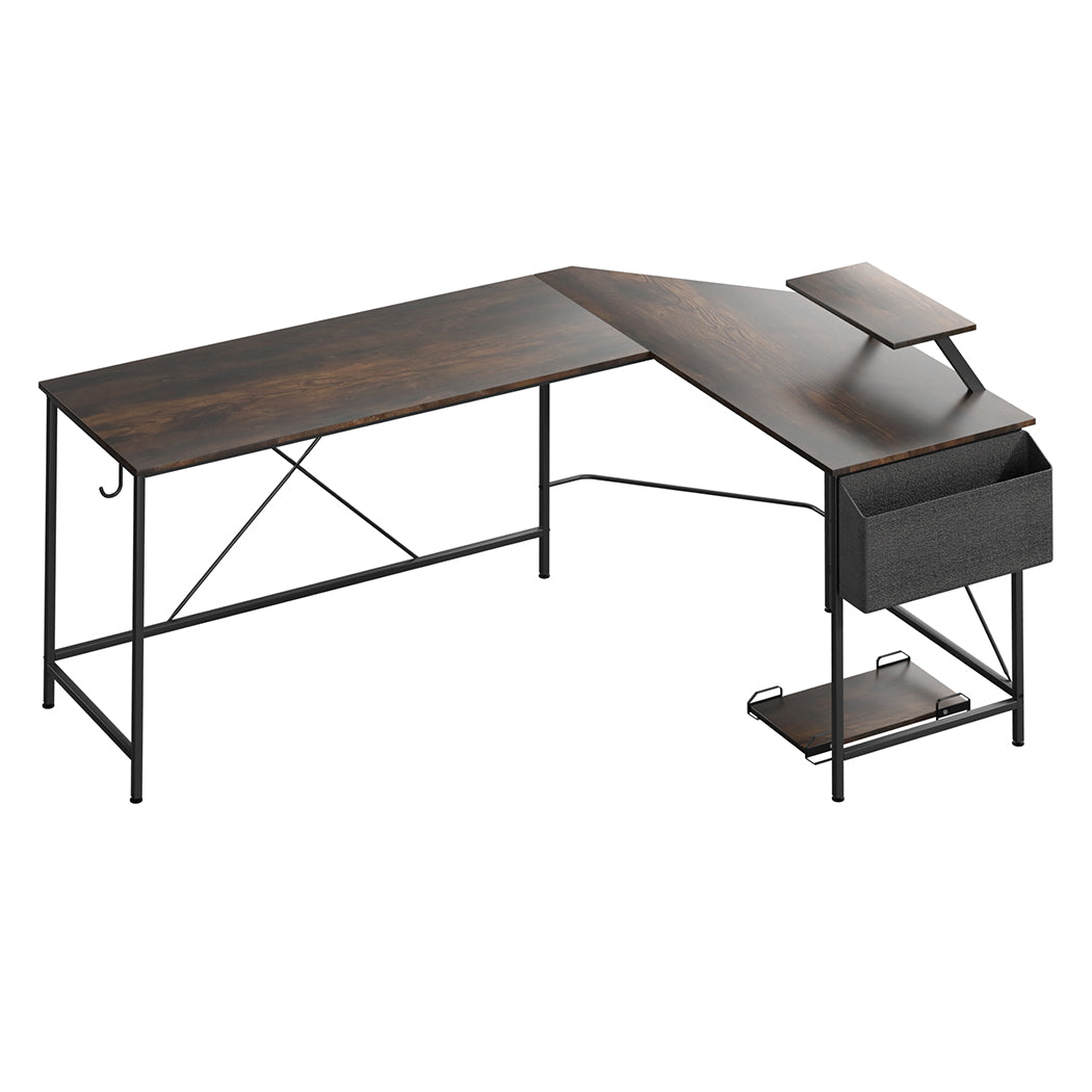 Levede Computer Desk Corner Desk Brown-1910112201935556608