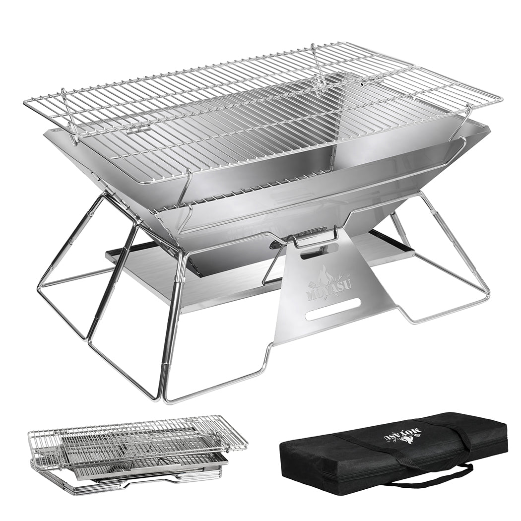 Levede Portable Folding BBQ Charcoal Grill Silver-1942353695664640000