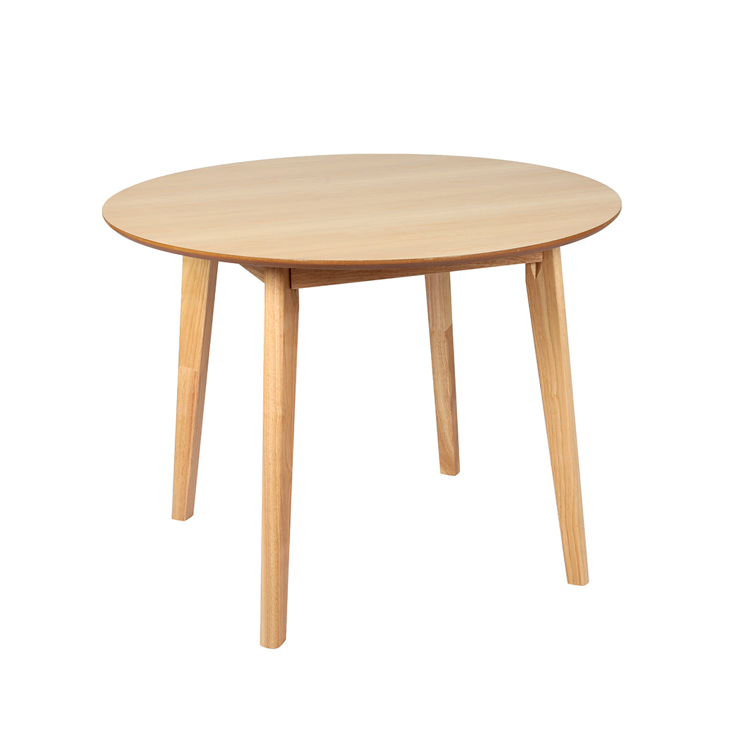 Levede Dining Table Round Rubberwood Base 100cm Natural 100 CM-1910113303351398400