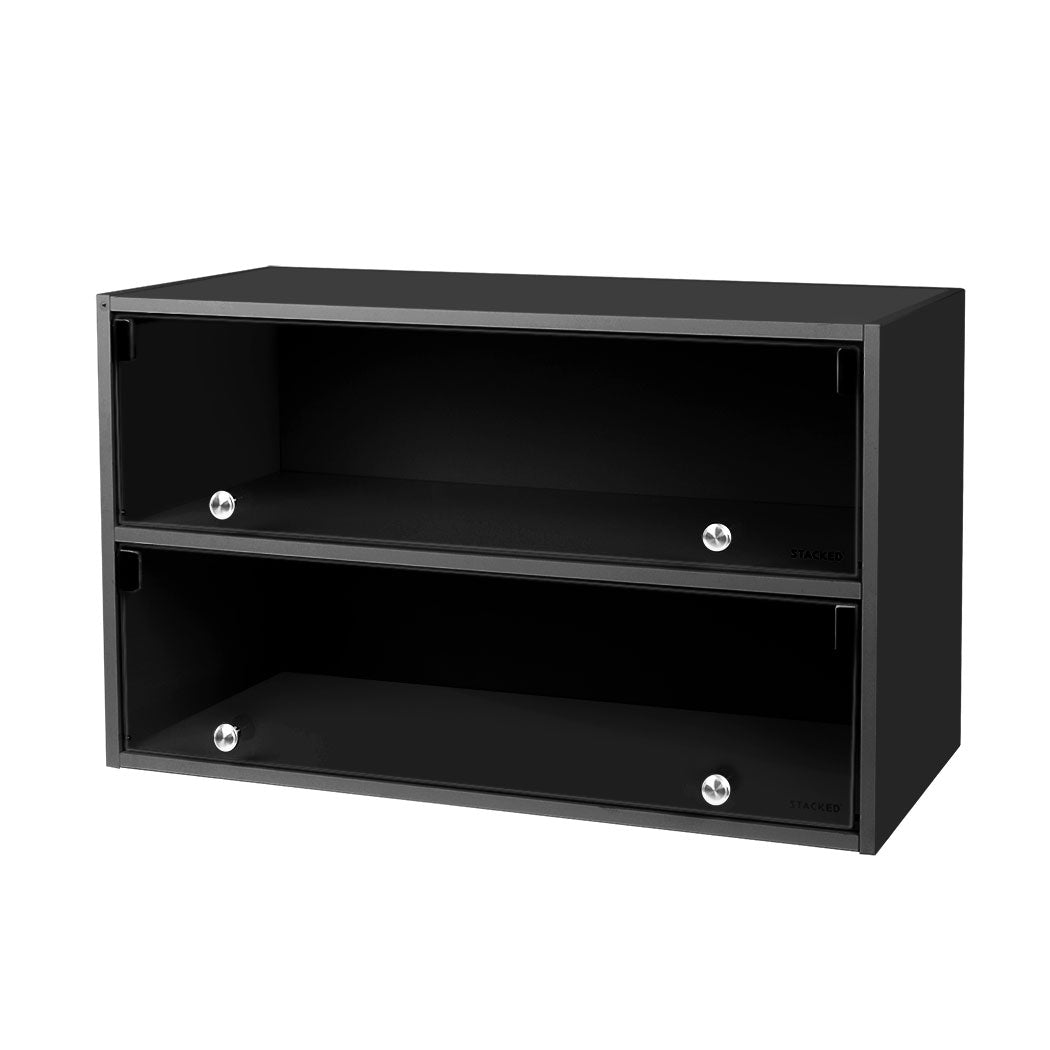 Stacked Shoes Storage Cabinet LED Sneaker Black-1942352807789203456