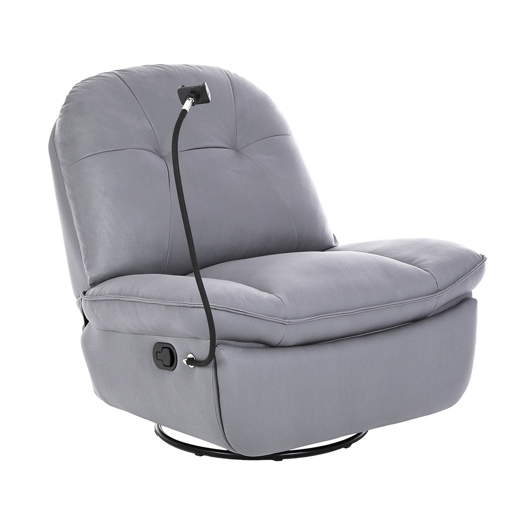 Levede Recliner Chair Lounge 360?Swivel Black-1910112923305512960