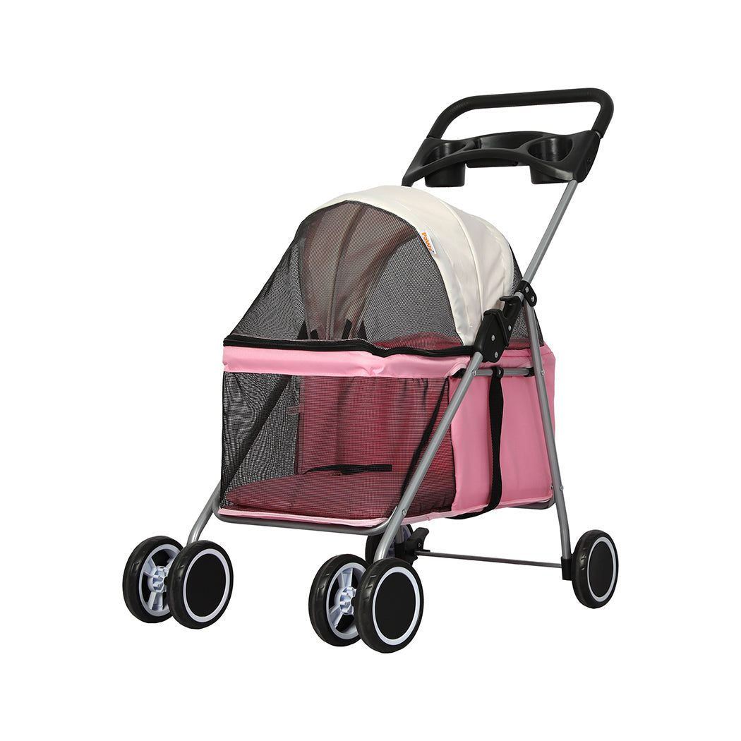 PaWz Pet Stroller Dog Cat Carrier Foldable Pink-1942352821169033216