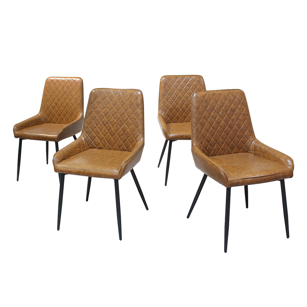 Dining Chairs x 4 Padded Seat PU Faux Leather-1910112199922290688