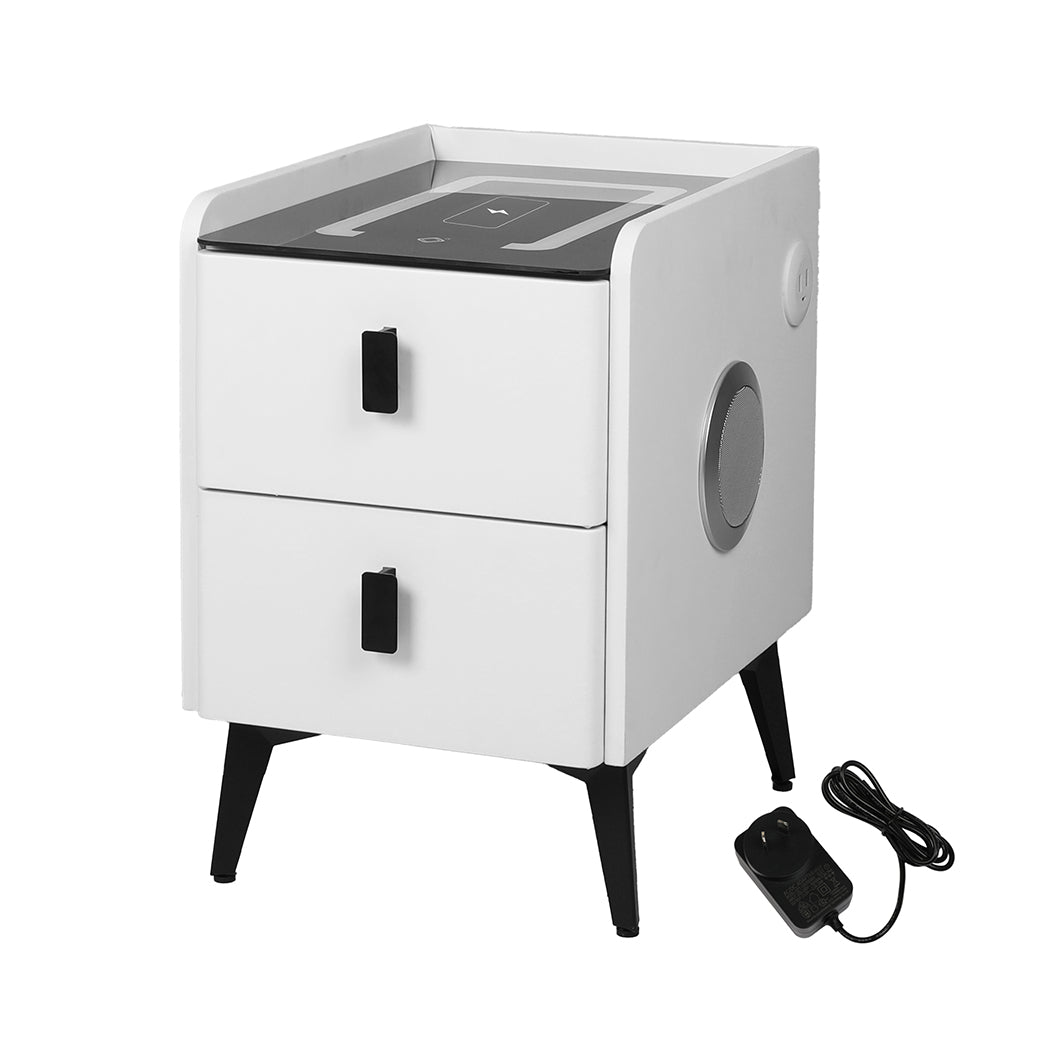 Levede Bedside Table LED Lights Drawers Storage-1937319786799304704