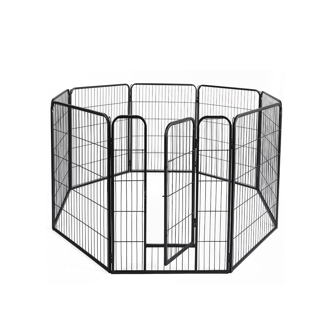 PaWz 8 Panel Pet Dog Playpen Puppy Exercise Black 24 inch-1942353116418674688