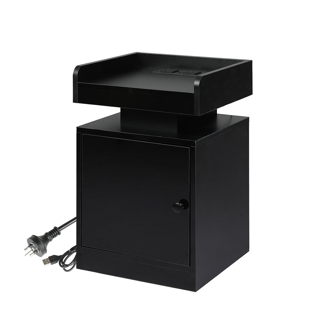 Levede Bedside Table USB Charger Outlet RGB Black-1910112205286805504