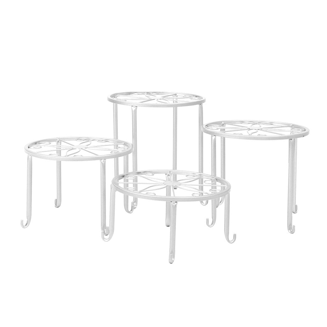 4 x Levede Metal Plant Stand Outdoor White-1942353738740142080