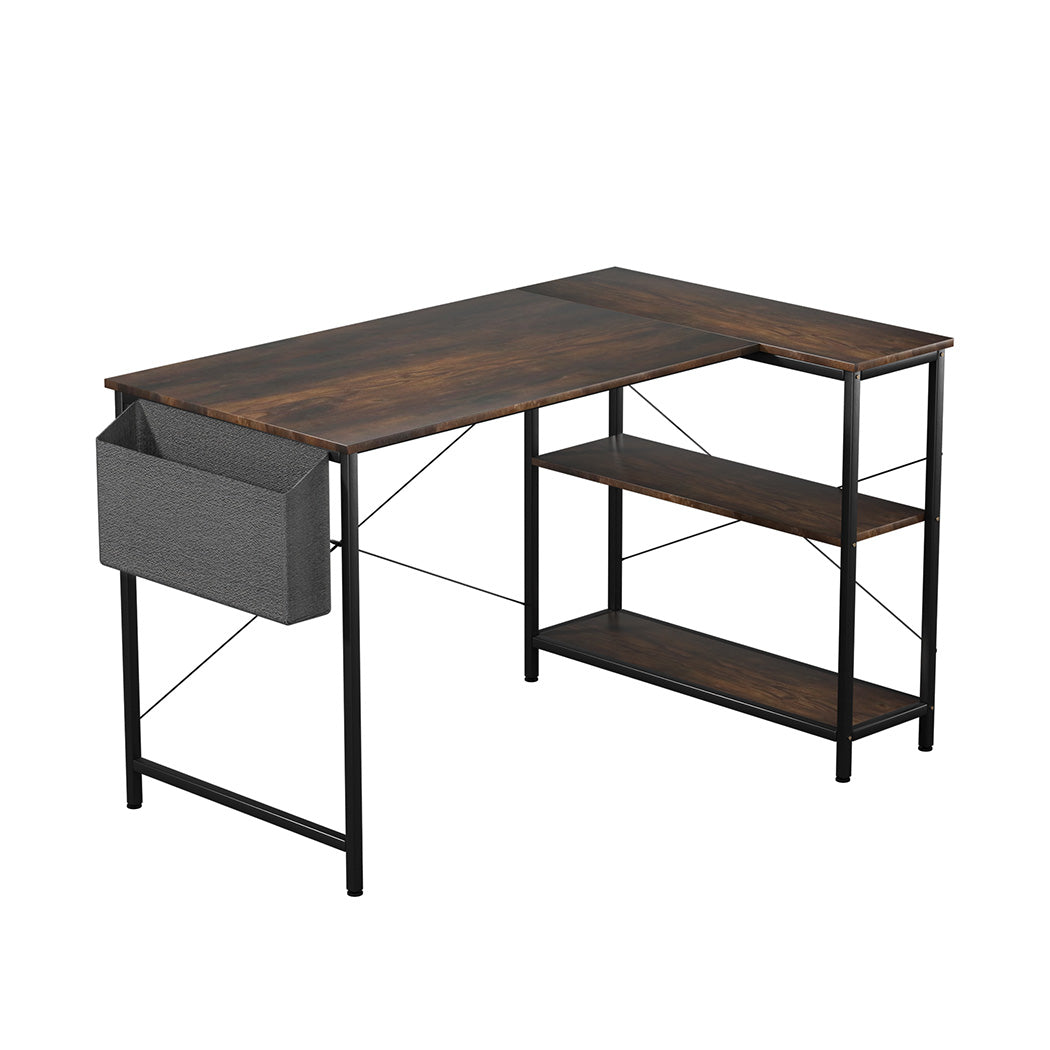 Levede L Shaped Computer Desk Corner Desk Brown-1937319785532624896
