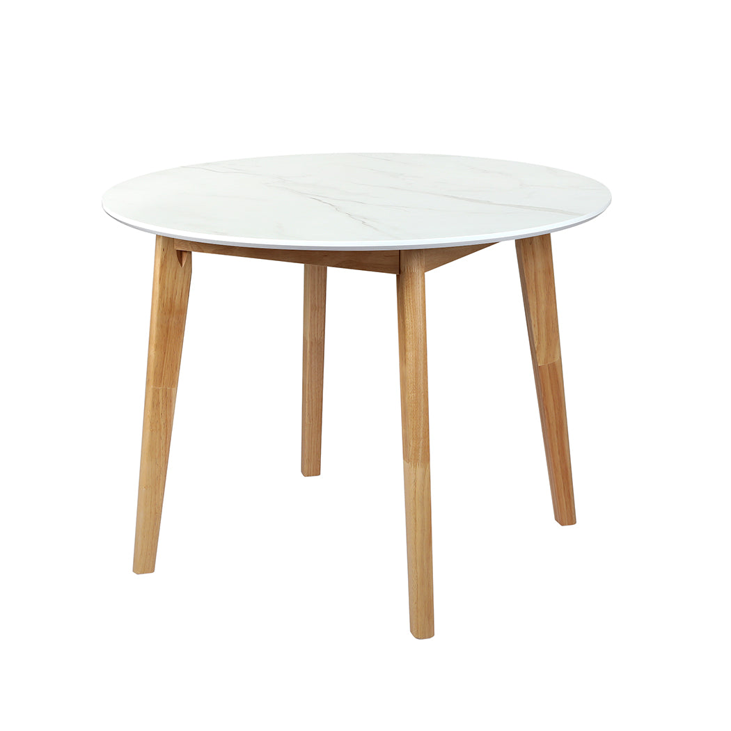Levede Dining Table Round Rubberwood Base 100cm White 100 CM-1910113303720497152