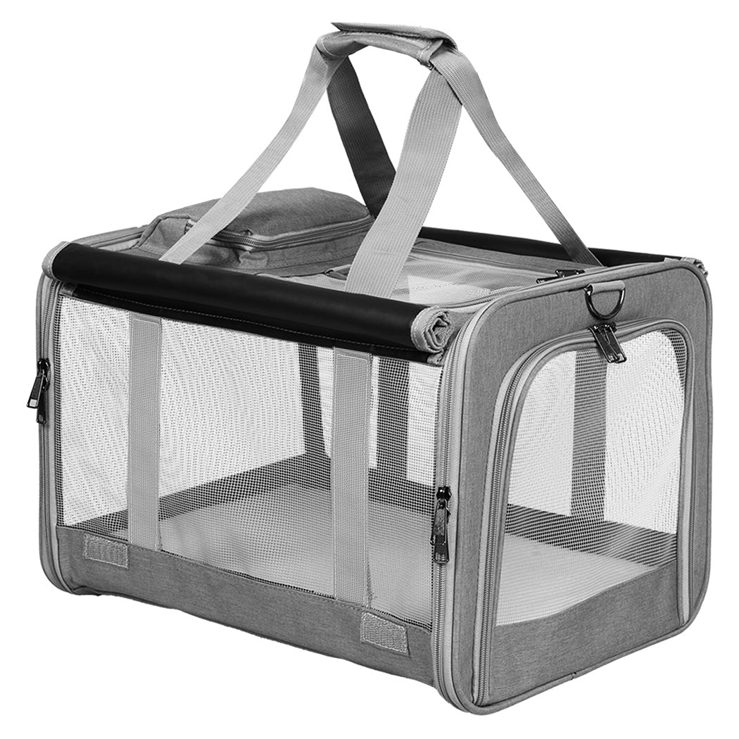 Pawz 3 in 1 Pet Soft Crate Dog Cat Carrier L Size Grey-1942353703801589760
