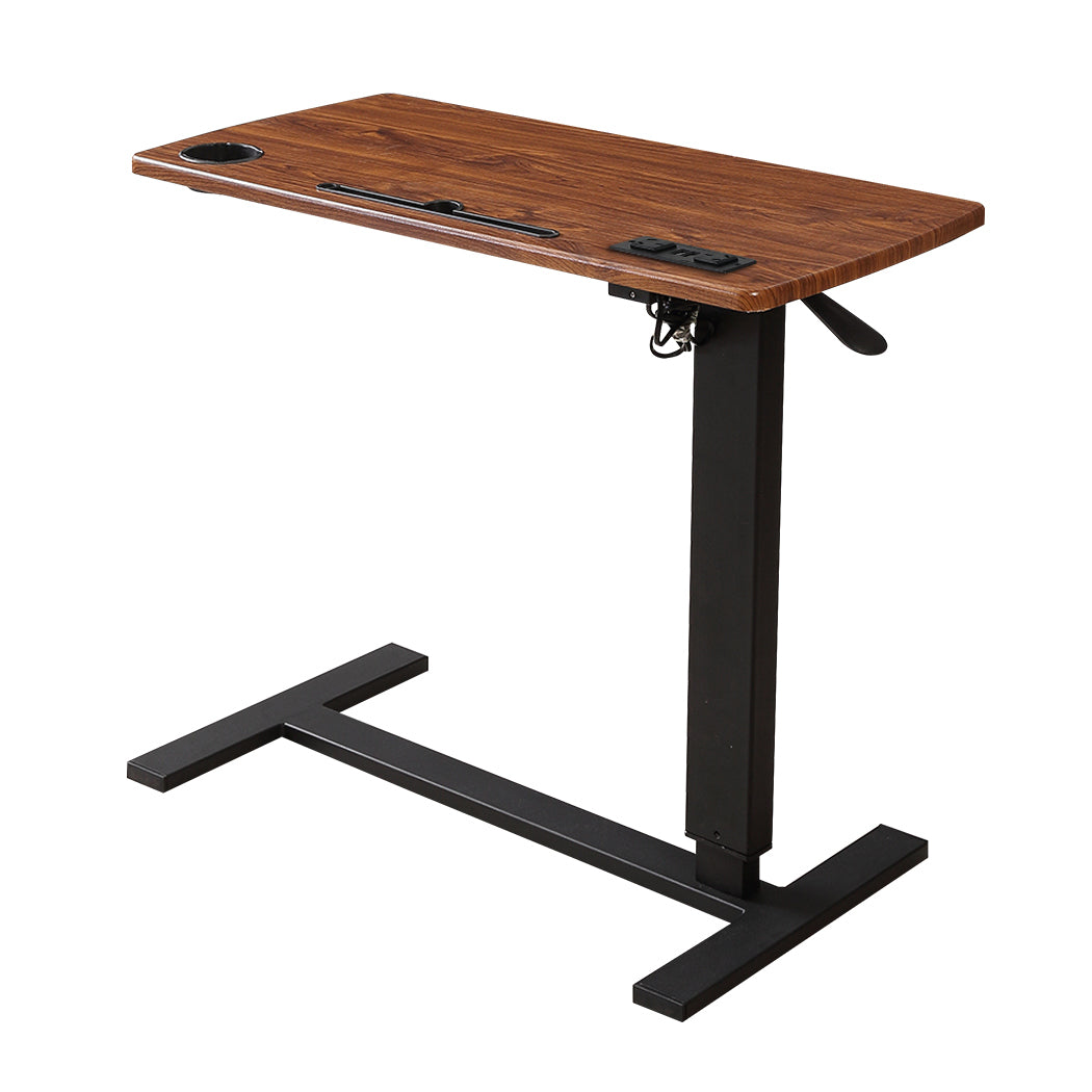 Levede Mobile Standing Desk Foldable Brown Fold-1910113012719685632