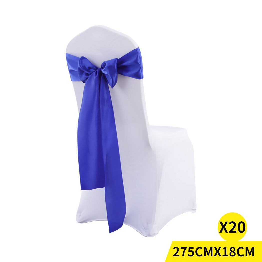 20x Satin Chair Sashes Covers Wedding Navy-1942353140322013184