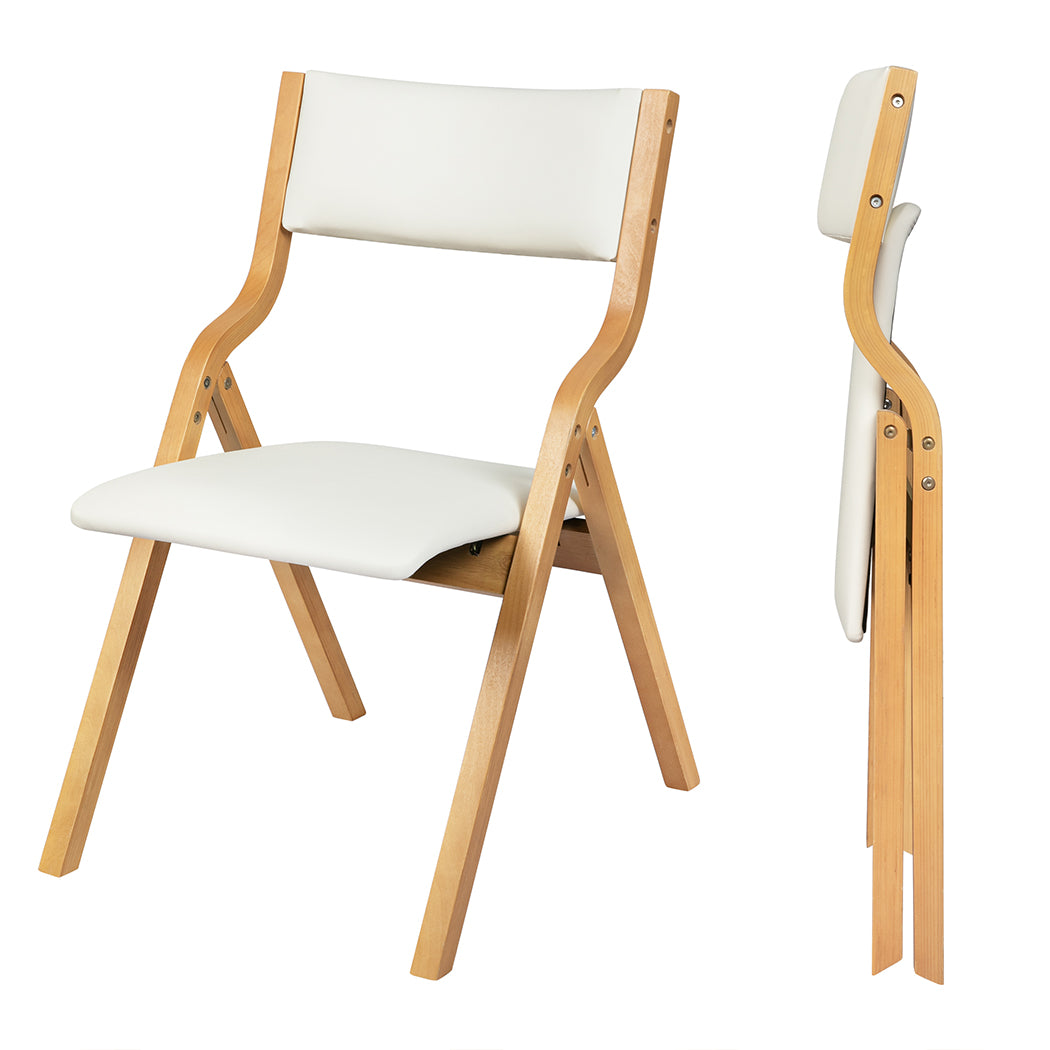 Levede 2x Dining Chairs Foldable PU Beige-1910113296992833536