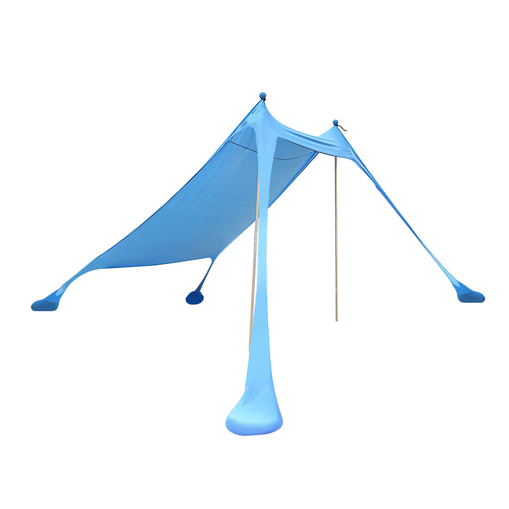 Beach Tent Camping Canopy 2-4 Person Family Sun Shade Shelter 210x210cm Blue-1942352894619684864