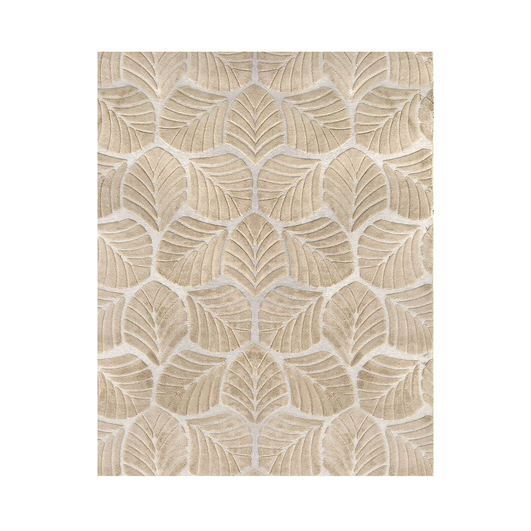 Marlow Floor Rug Soft Embossed Carpet Non Slip Plush Shaggy Rugs Leaf Pattern-1942353627809189888