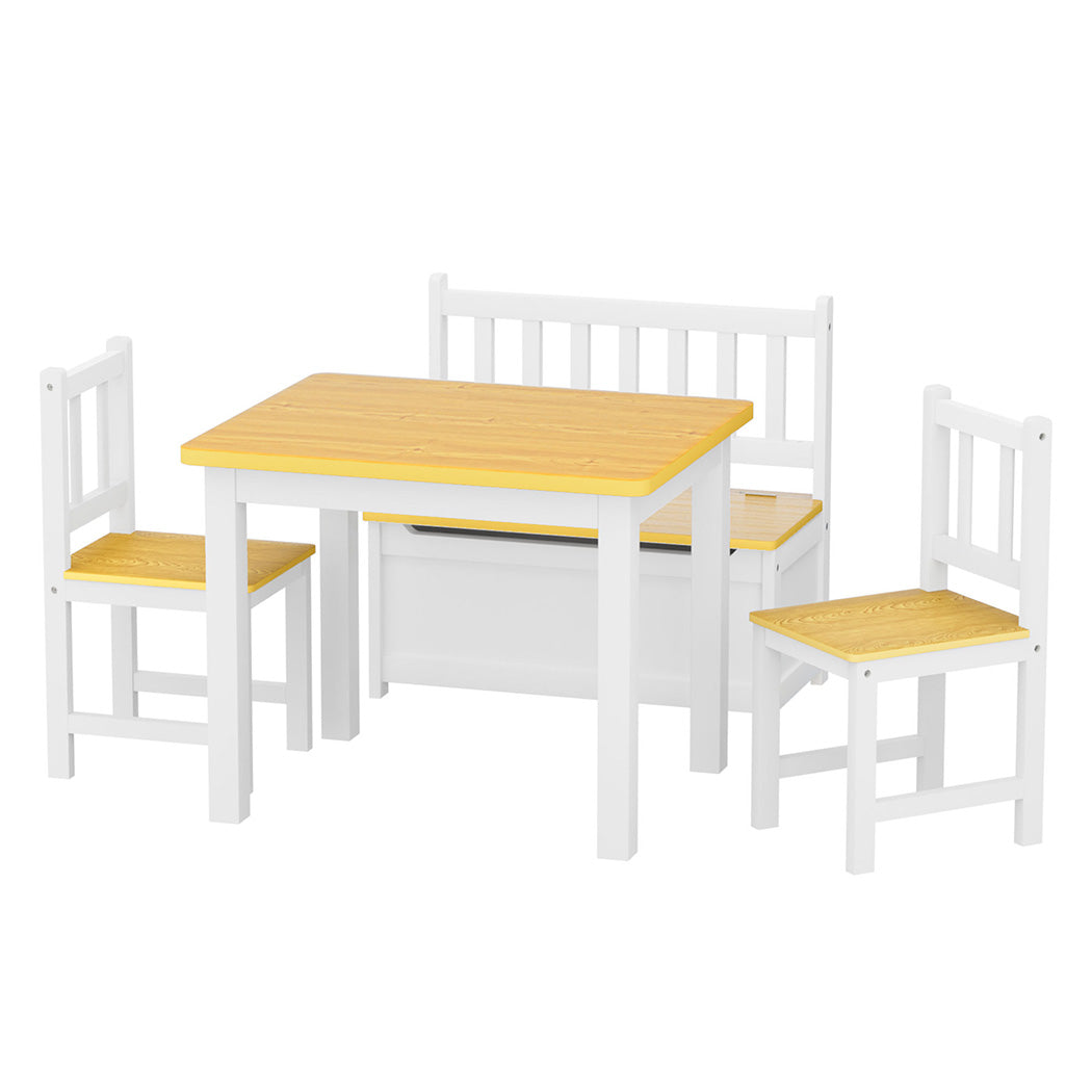 Bopeep Kids Table and Chairs Set Wooden Study Play 4PCS-1919892815270252544