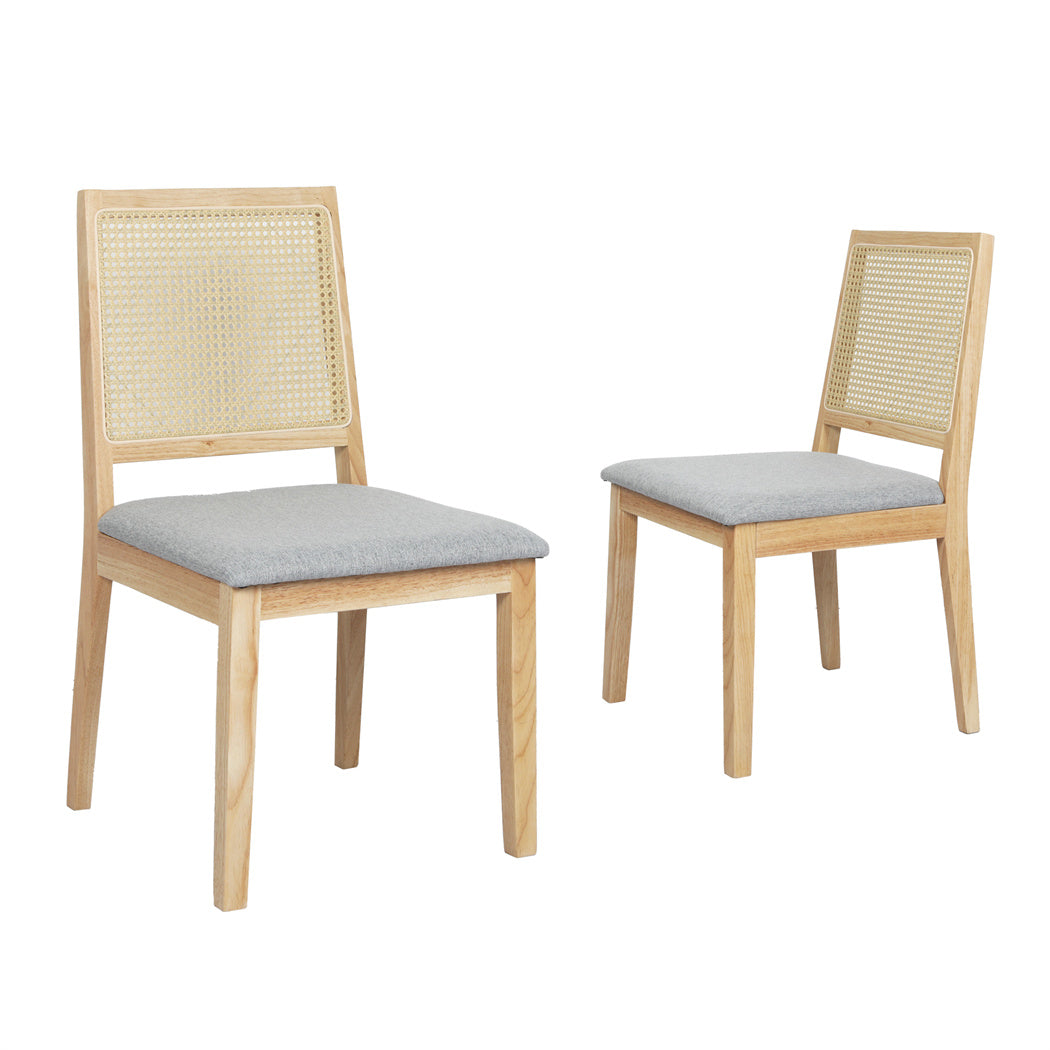 Levede 2x Rattan Dining Chair Solid Wood Lounge-1937319813655433216