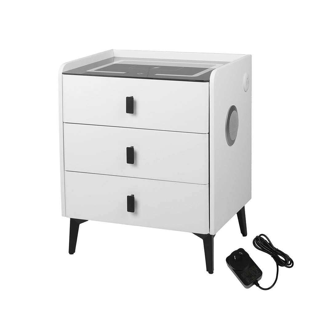 Levede Bedside Table LED Lights Drawers Storage-1937319786606366720