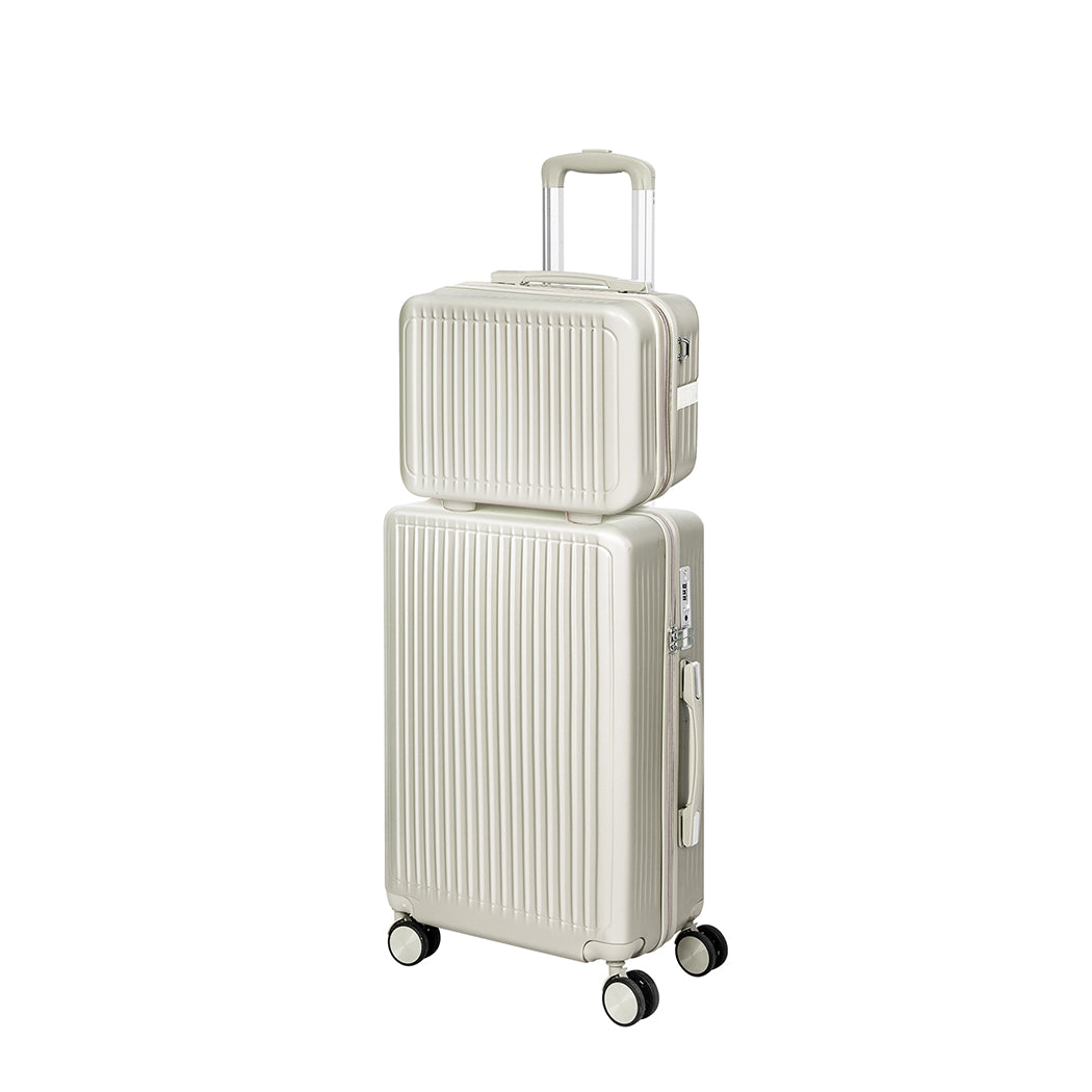 Slimbridge Luggage Suitcase Trolley White 2pc 14"+20"-1942352947509858304