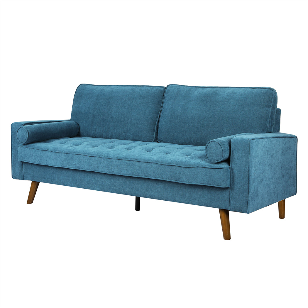 Levede Fabric Sofa Armchair 3 Seater Couch Blue 191cm Wide-1910112520178372608