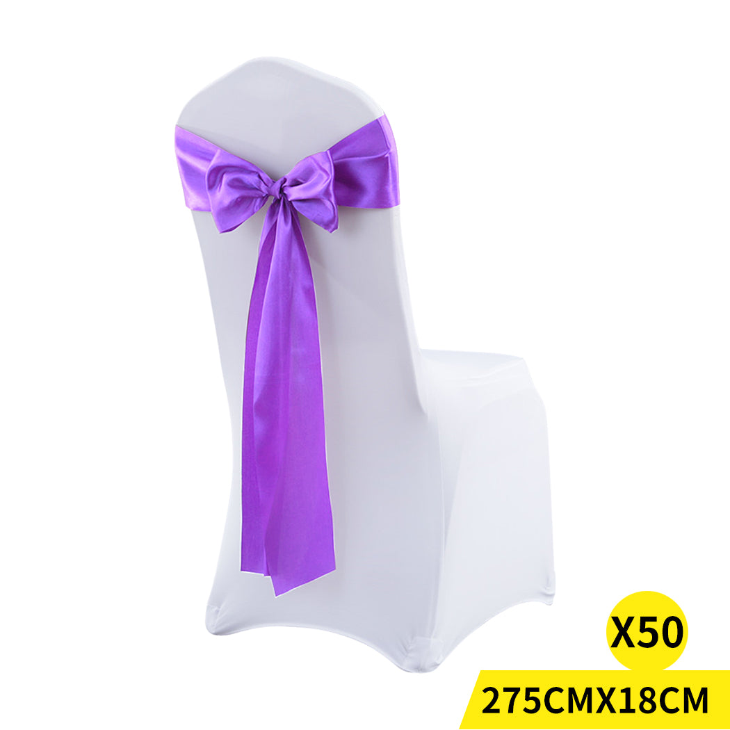 50x Satin Chair Sashes Cloth Cover Wedding Lavender-1942353141123125248