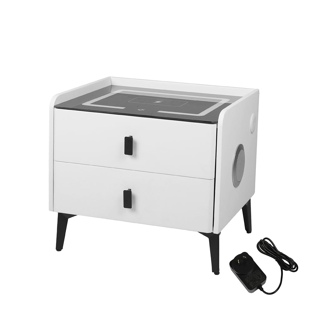 Levede Bedside Table LED Lights Drawers Storage-1910112205802704896