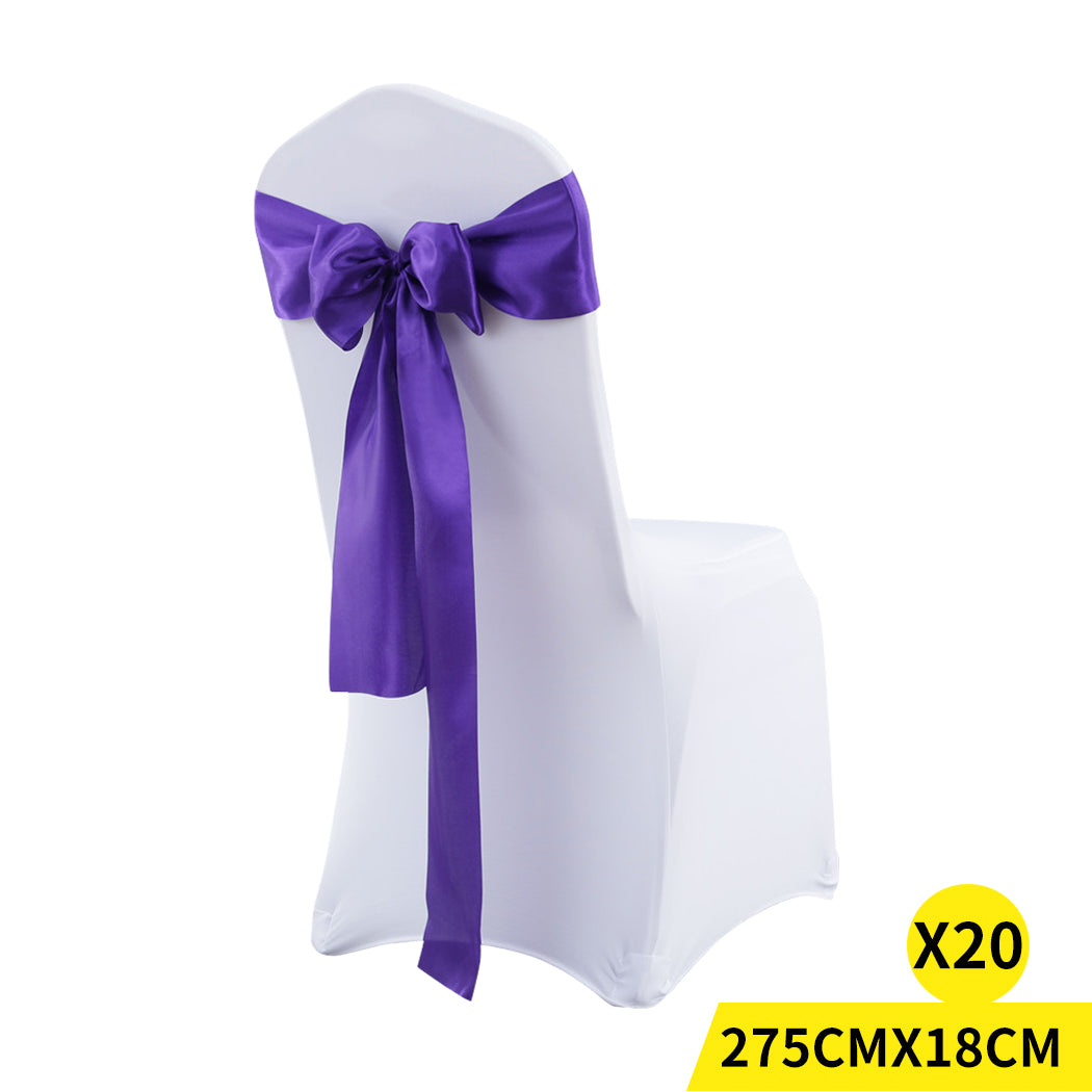 20x Table Runner Satin Chair Sashes Eggplant-1942353139684478976