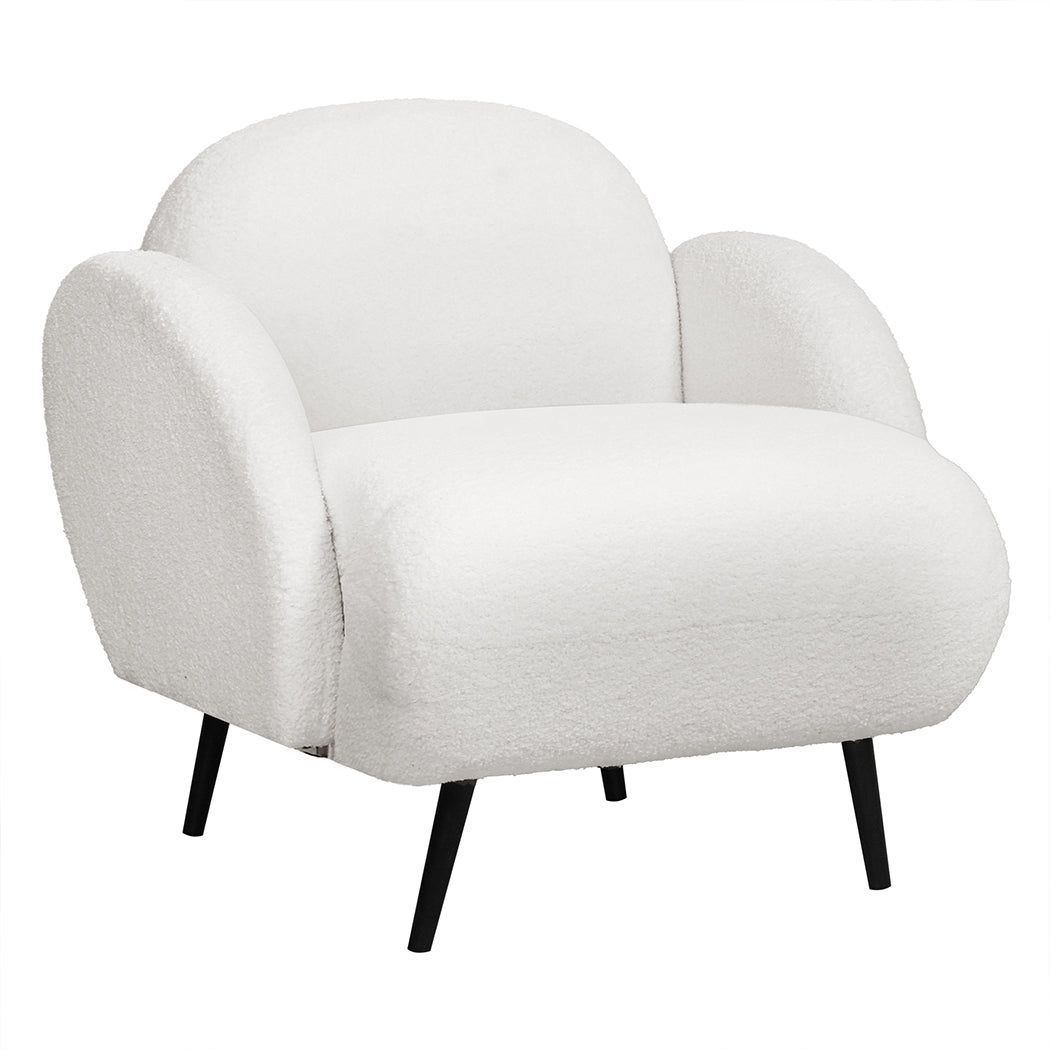 Levede Sofa Chair Fleece Upholstered Single White-1937319787176792064