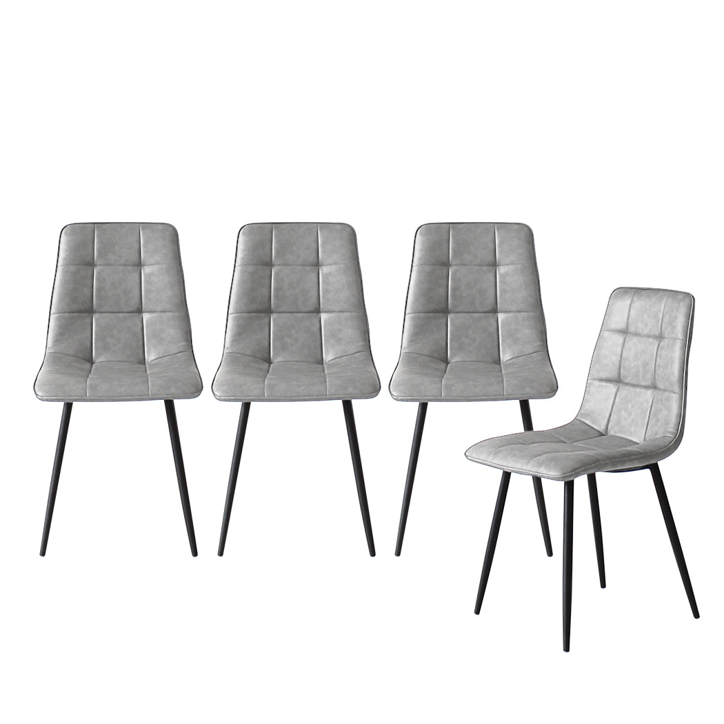 Levede 4x Dining Chairs Kitchen Chair Grey Faux Leather-1910113287937331200