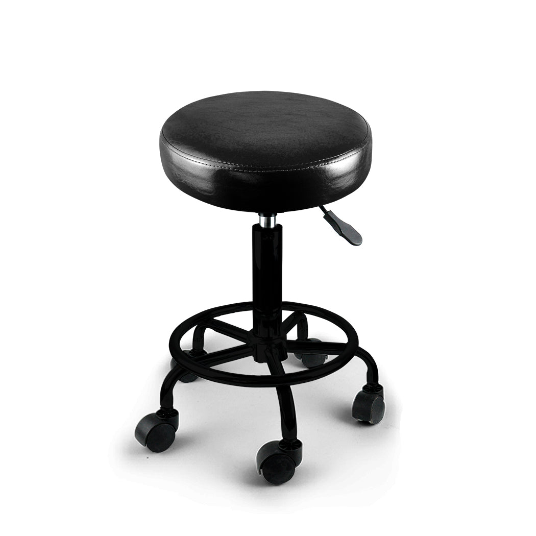Levede Salon Stool Swivel Bar Stools Black with Black Stand-1910112553946714112